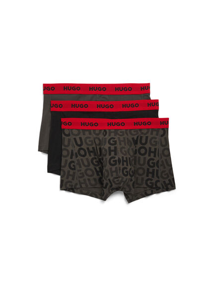 Triple Pack Of Stretch Cotton Trunks With Logo Waistbands