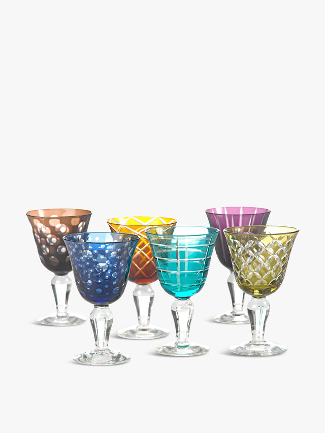Multicolour Wine Glass Cuttings set of 6