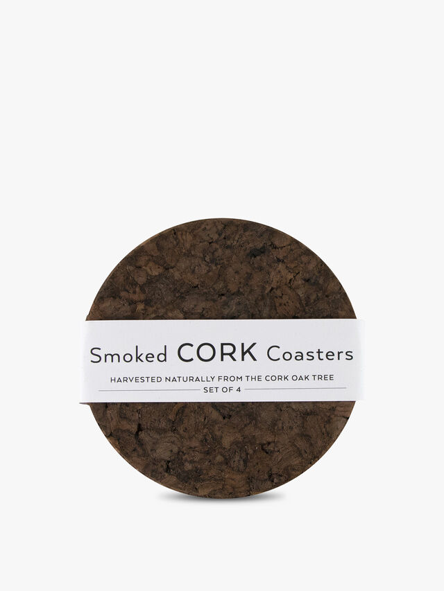 Smoked Cork Round Coaster Set of 4