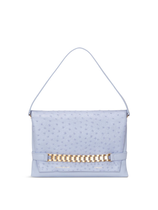 Frost Blue Ostrich Effect Chain Pouch