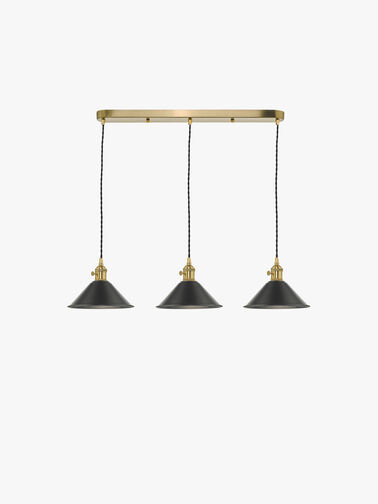 Hadano 3 Light Brass Suspension with Antique Pewter Shades