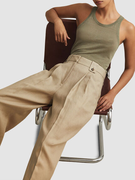 Leila Linen Front Pleat Trousers