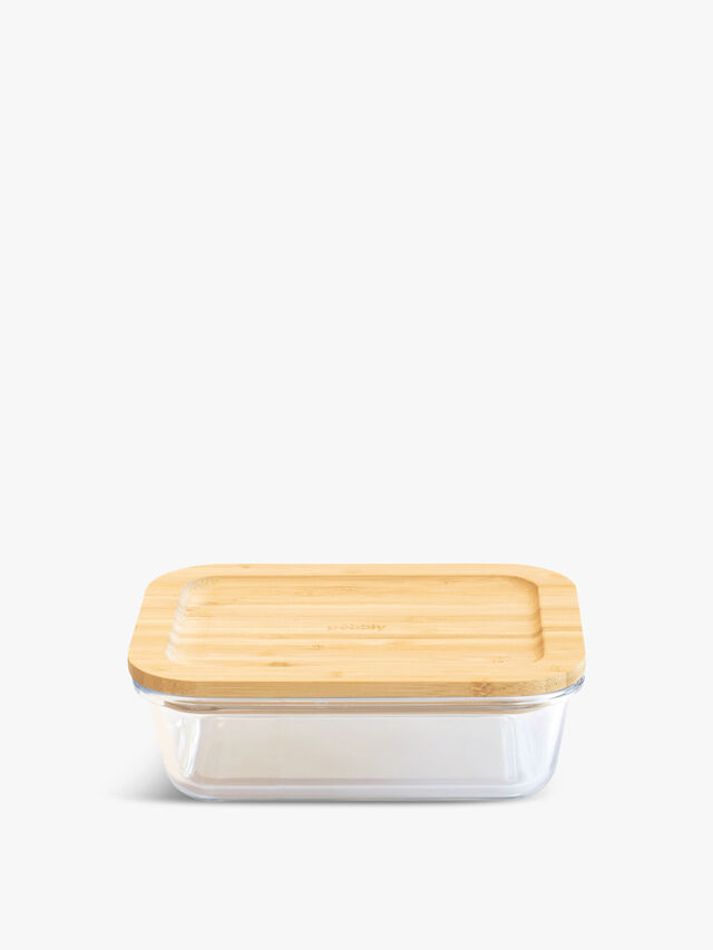Rectangular Glass Food Storage Container with Bamboo Lid 1.5L