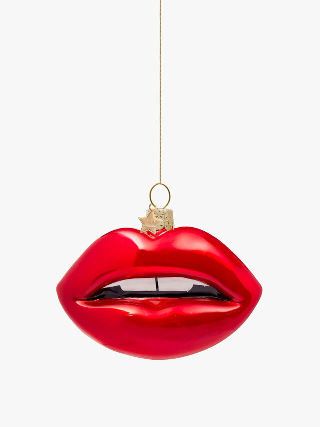 Red Opal Lips Glass Bauble