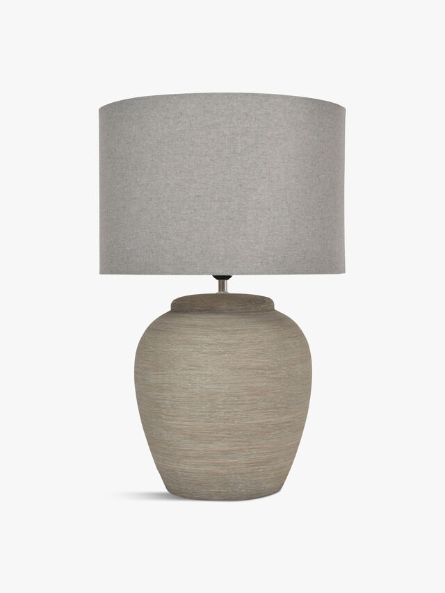Baslow Etched Grey Small Ceramic Lamp with Shade