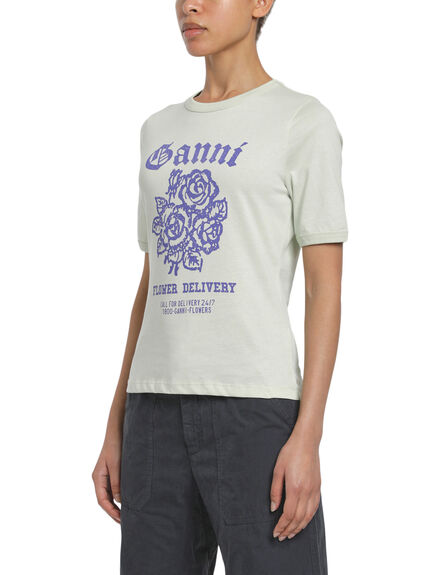 Light Cotton Jersey Flower Fitted T-shirt