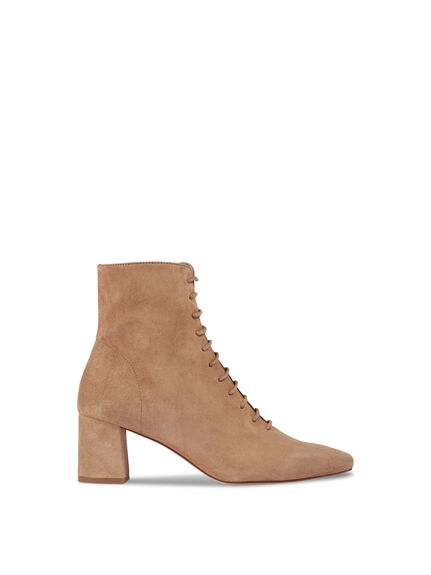Arabella Tan Suede Lace Up Ankle Boots