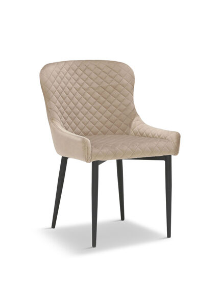Rivington Neutral Velvet Quilted Dining Chair