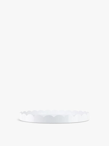 Large White Scallop Round Tray