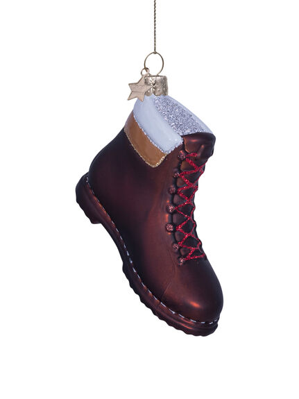 Ornament glass brown hiking shoe H6.5cm
