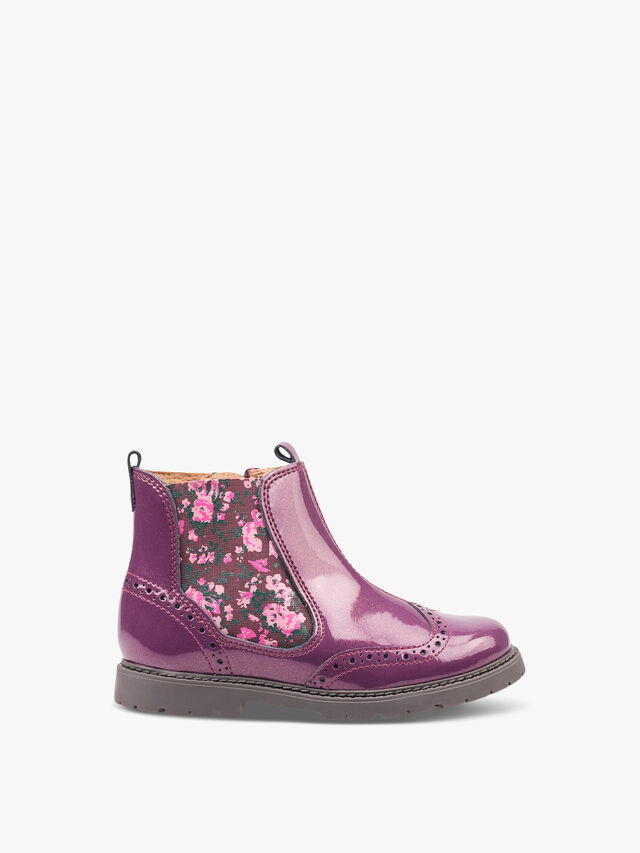 Chelsea Purple Glitter Patent Boots
