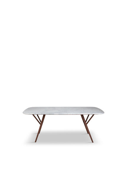 Anais Dining Table Marble Top Walnut Frame