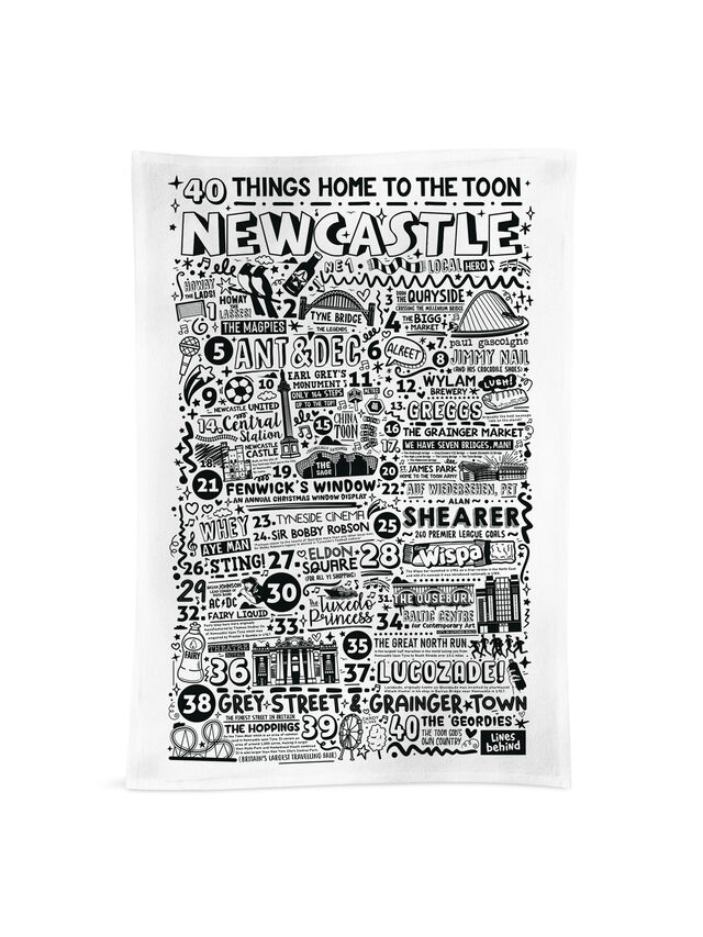 40 Things Of Newcastle Tea Towel