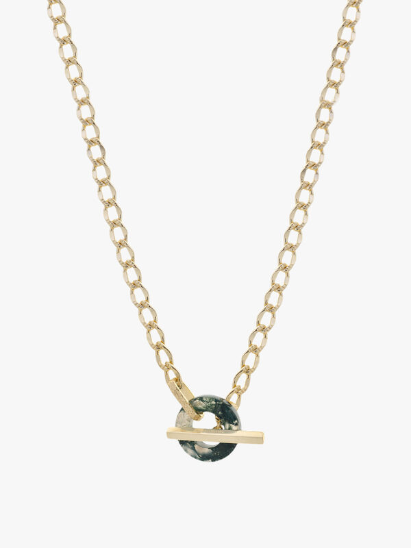 140th Moss Agate T Bar Necklace