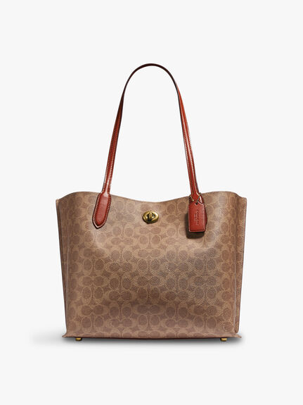 Willow Tote In Signature Canvas Tan Rust