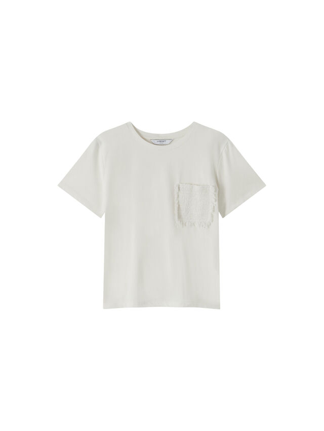 Vivienne Cream Organic Cotton Tweed Patch T-Shirt