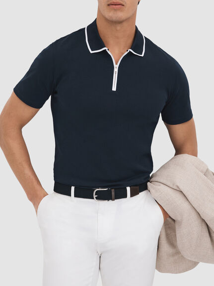 Cannes Slim Fit Cotton Quarter Zip Shirt