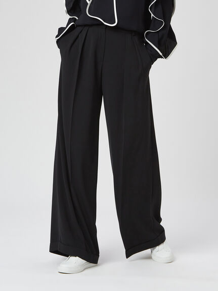 Pin Tuck Flared Trousers