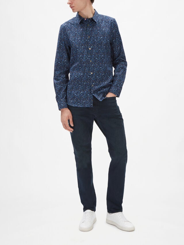 Tailored Fit Printed Cotton Stretch Shirt