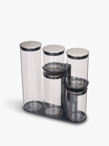 Podium Glass Storage Jar Set with Stand