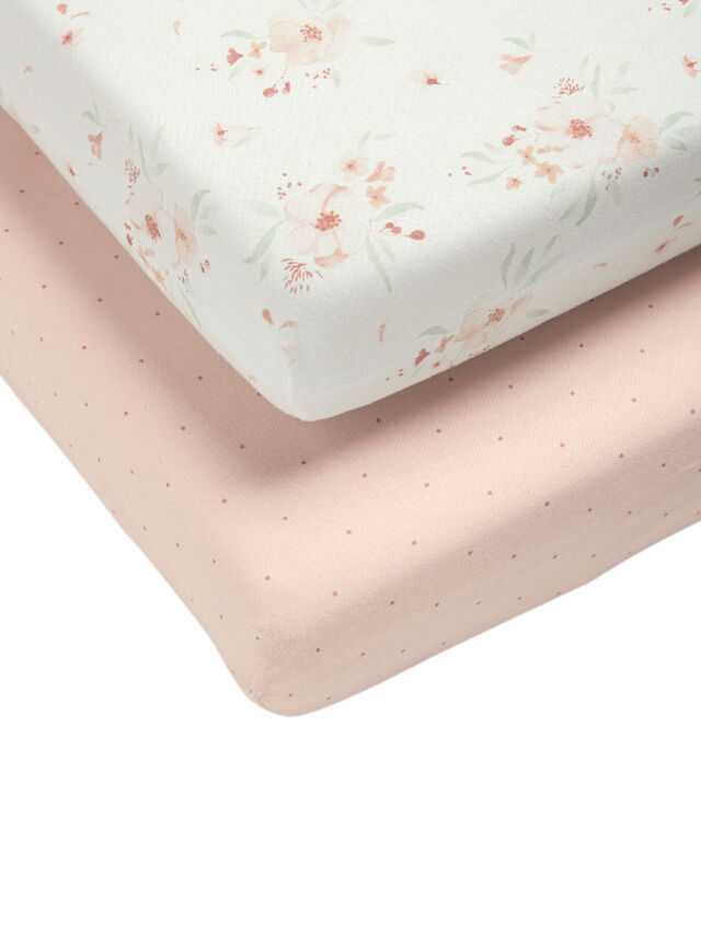 2 Cot/Bed Fitted Sheets Floral