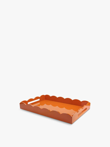 Medium Orange Lacquered Scallop Square Tray