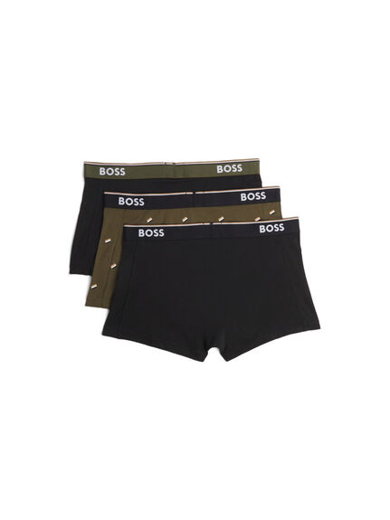 Three Pack Of Stretch Cotton Trunks With Logo Waistbands