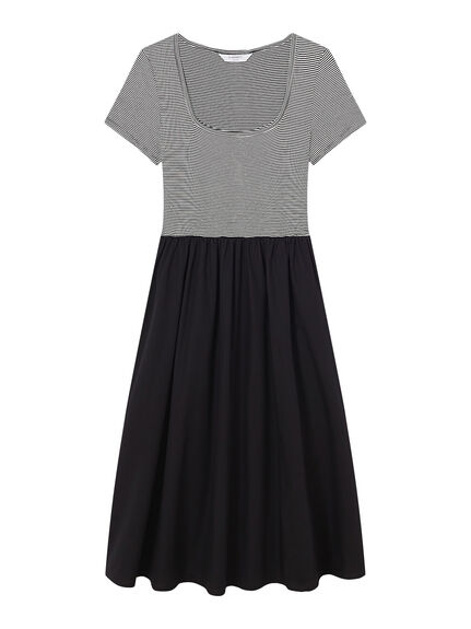 Seri Black Cotton-Lenzing™ Ecovero™ Viscose Blend Dress