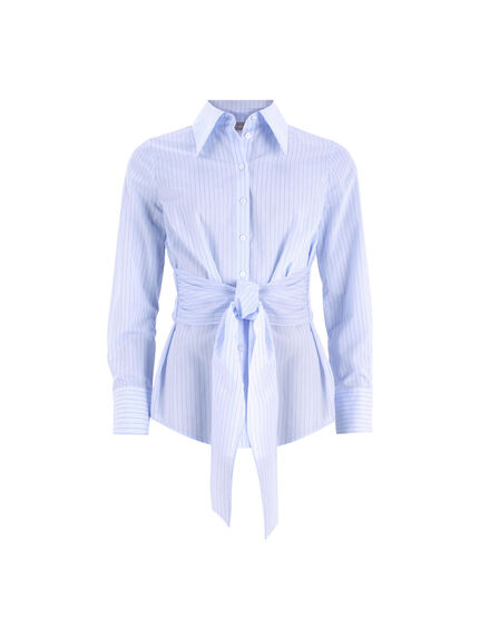Blue Striped Tie Front Shirt