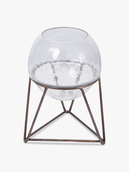 Bersa Small Table Fishbowl Planter with Aged Copper Base