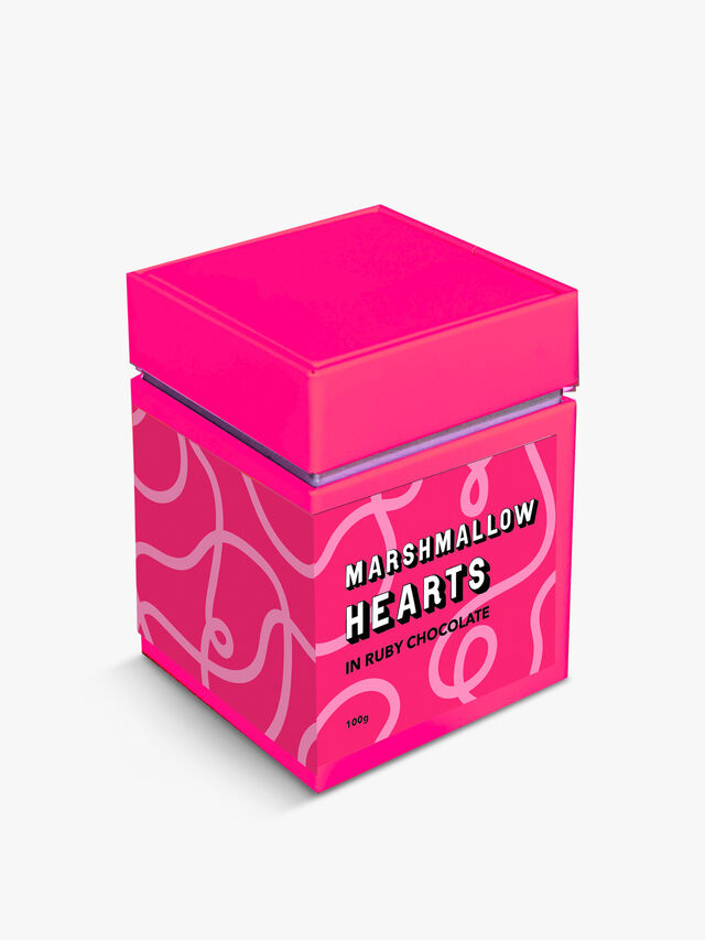 Tin of Mallow Hearts in Ruby Chocolate