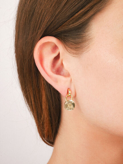 Lauren Ralph Lauren Logo Gold Tone Pendant Earrings