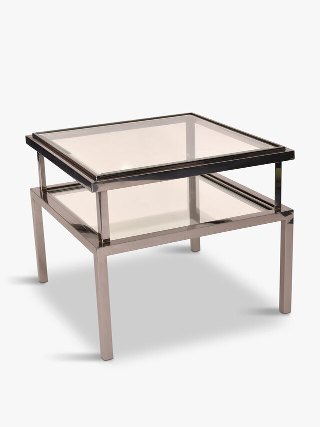 Belgravia Stainless Steel and Glass Square Side Table