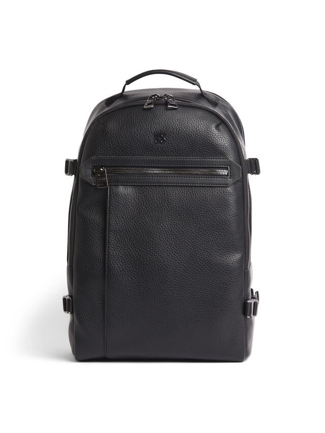 Faux-Leather Backpack With Stacked Logo And Polished Hardware