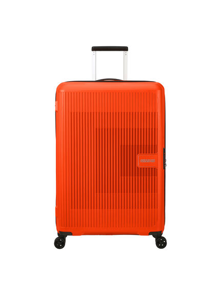 American Tourister Aerostep Spinner 77cm Small Expandable Suitcase, Bright Orange