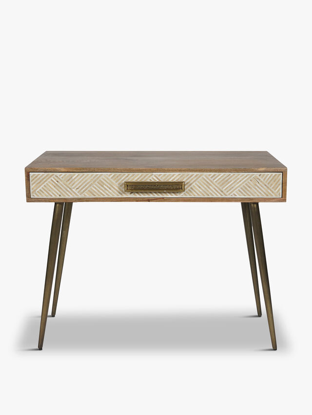 Linden Bone and Mango wood Desk Table with Drawer