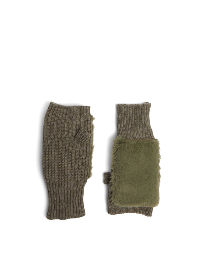 Cashmere Blend Fingerless Gloves with Eco Fur