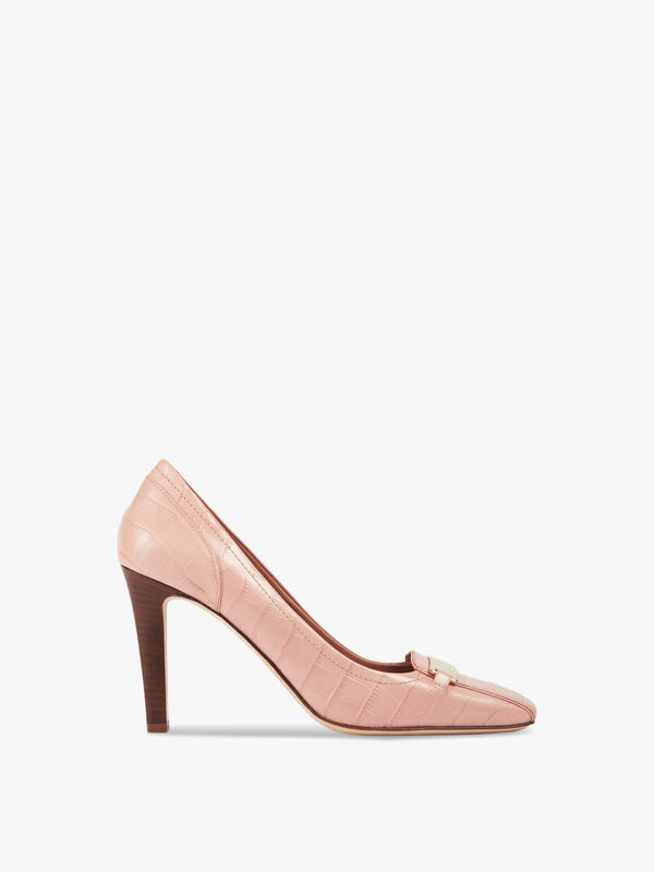 Franziska Pink Croc-Effect Leather Square Toe Courts