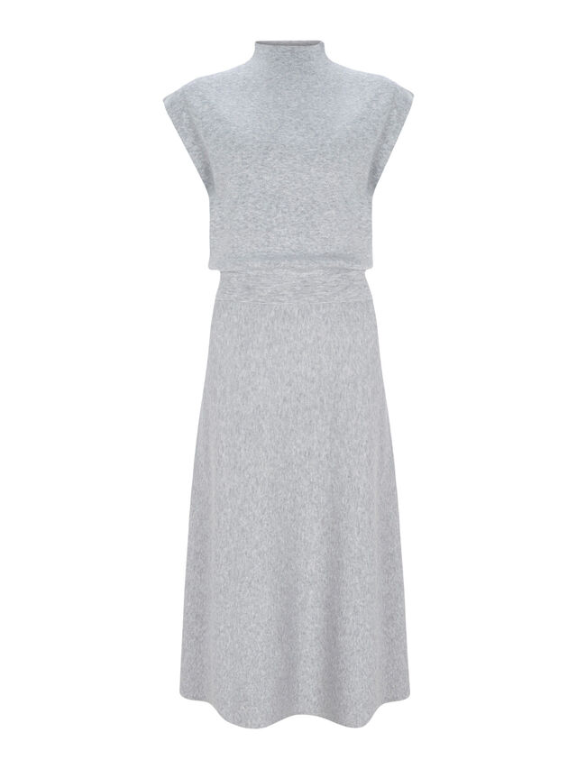 Grey Wool Blend Midi Dress