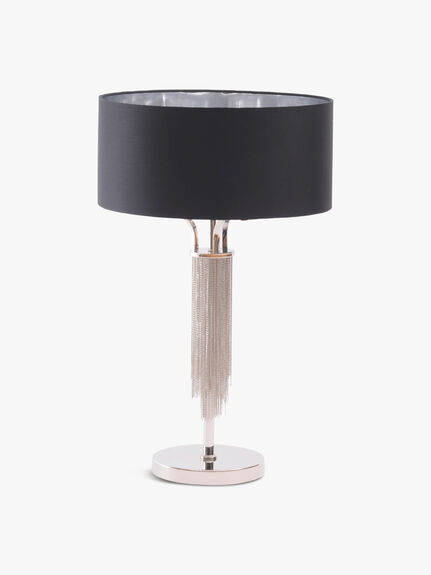 Langan Table Lamp In Nickel With Black Shade