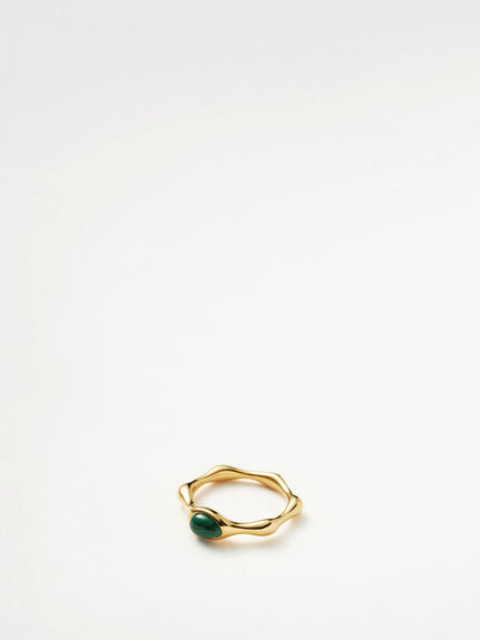 Green Malachite Organic Shape Ring
