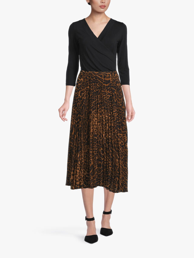 Suzu Midi Pleat Leopard Print Skirt