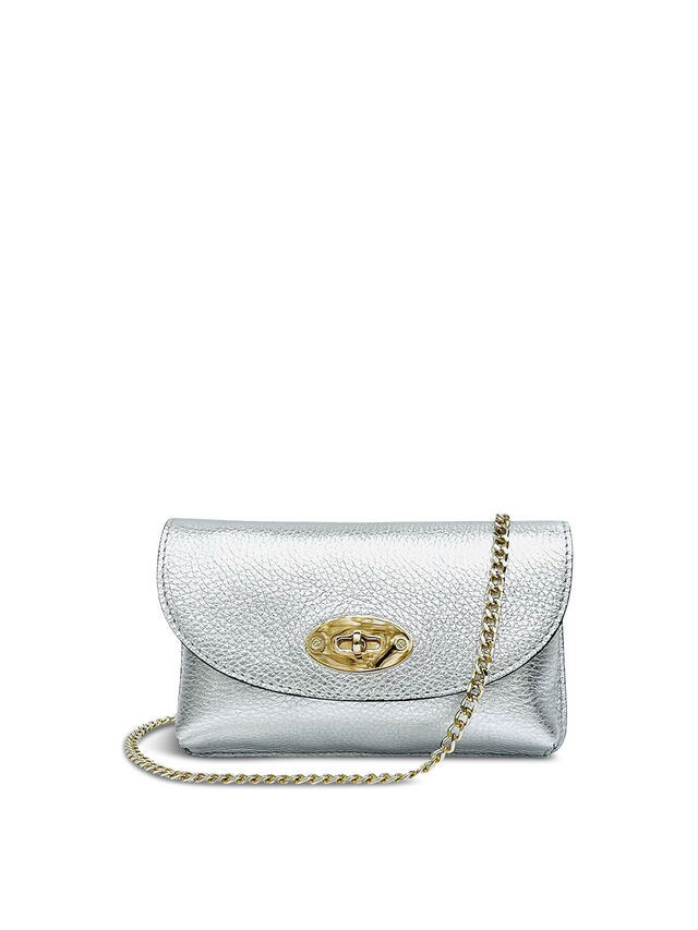 The Mila Silver Leather Phone Bag