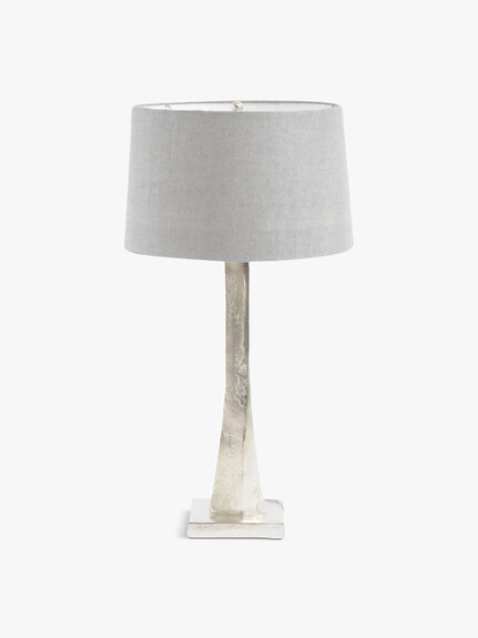 Iconic Trinity Silver Aluminium Table Lamp with Grey Shade