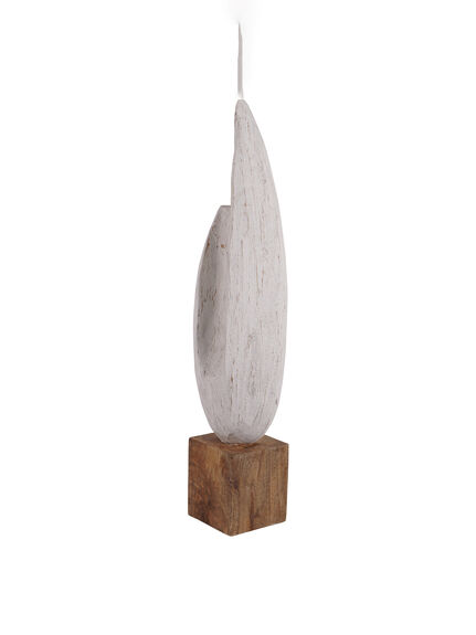 Hand Carved Solid Wood Tall Sculpture White