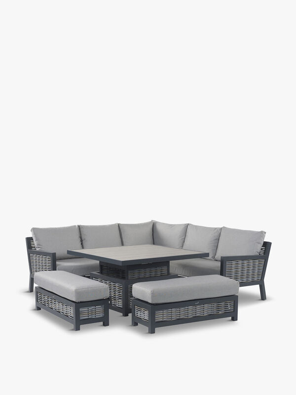 Portofino Modular Sofa with Adjustable Dining Table & 2 Benches