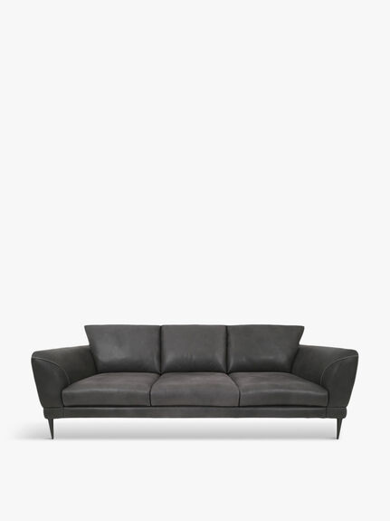 Tennesse Leather 3 Seater Sofa, Veneto Dark Grey