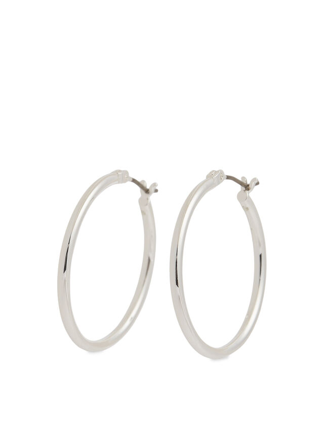 Lauren Ralph Lauren Medium Thin Silver Hoop Earrings