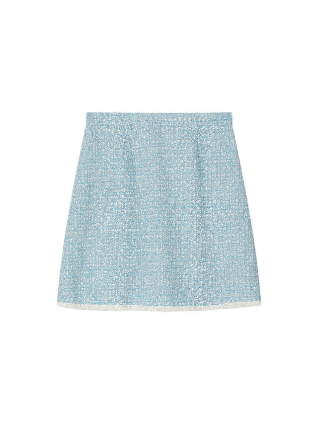 Karis Blue Italian Recycled Cotton Blend Tweed Skirt