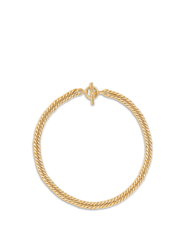 Gold Curb Link Choker Necklace